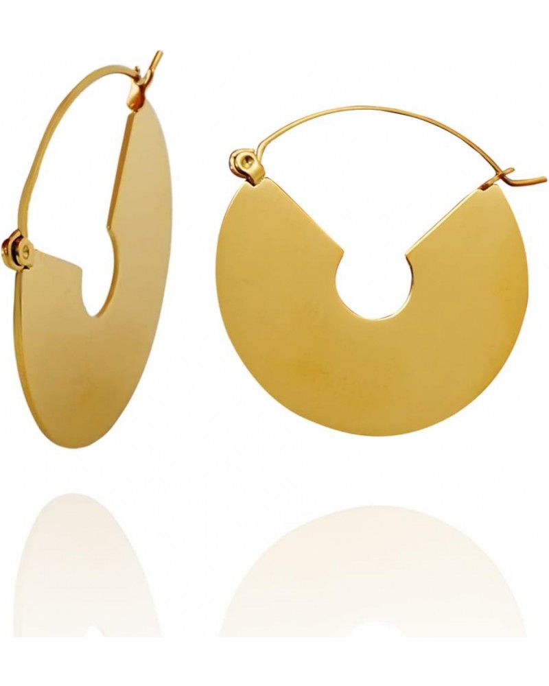 Chunky Gold Hoop Earrings For Women, Small Gold Plated Stainless Steel Statement Earrings GOLD $9.13 Earrings