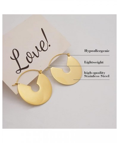 Chunky Gold Hoop Earrings For Women, Small Gold Plated Stainless Steel Statement Earrings GOLD $9.13 Earrings