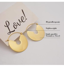 Chunky Gold Hoop Earrings For Women, Small Gold Plated Stainless Steel Statement Earrings GOLD $9.13 Earrings