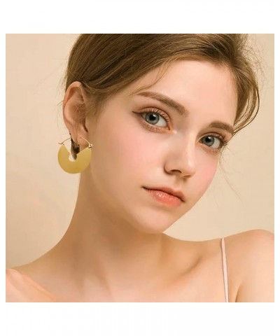 Chunky Gold Hoop Earrings For Women, Small Gold Plated Stainless Steel Statement Earrings GOLD $9.13 Earrings