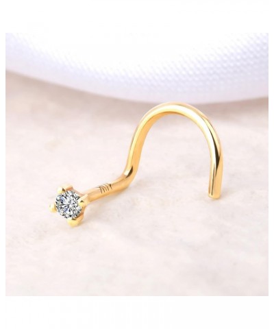 Gold Nose Studs 20G Nose Piercings Solid Gold L-Shaped Nose Stud Screw Nose Bone Nose Rings Screw Nose Piercing Jewelry 10K 3...