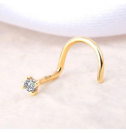 Gold Nose Studs 20G Nose Piercings Solid Gold L-Shaped Nose Stud Screw Nose Bone Nose Rings Screw Nose Piercing Jewelry 10K 3...