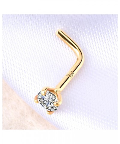 Gold Nose Studs 20G Nose Piercings Solid Gold L-Shaped Nose Stud Screw Nose Bone Nose Rings Screw Nose Piercing Jewelry 10K 3...