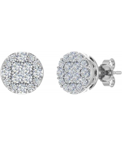 0.15 to 1 Carat Cluster Diamond Stud Earrings in 10K Gold White Gold 0.5 carats $92.75 Earrings