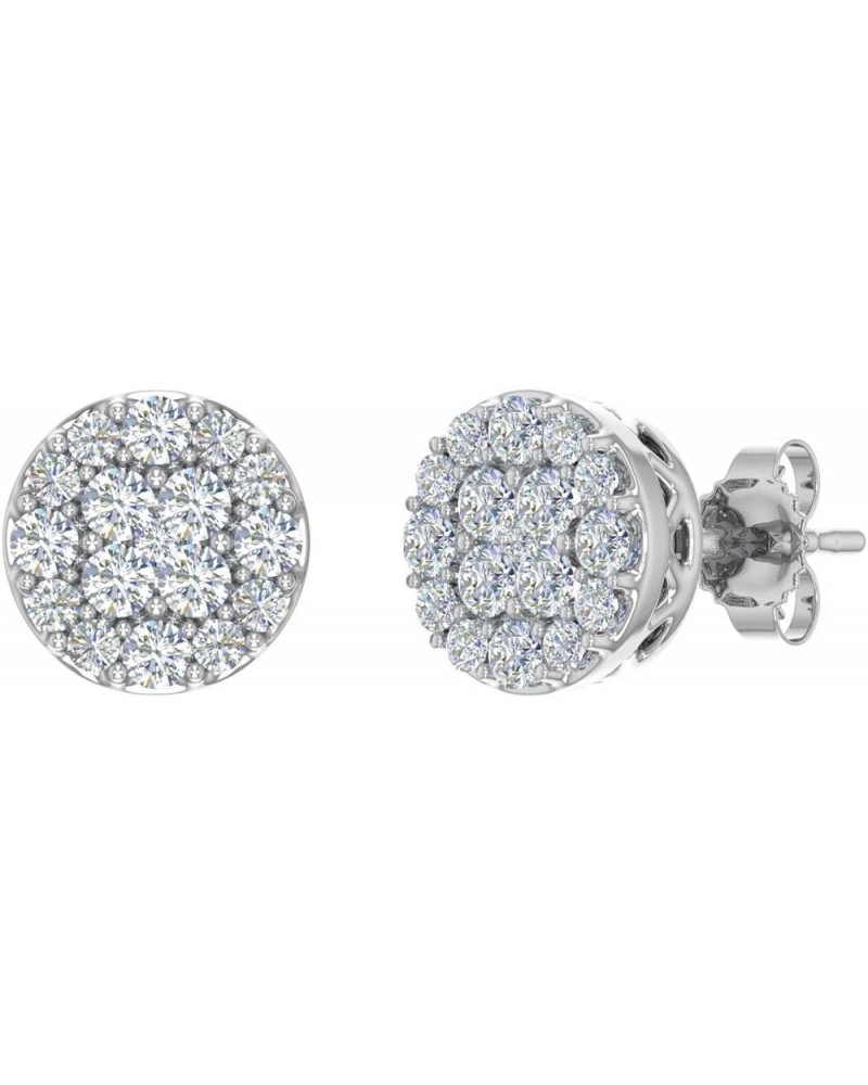 0.15 to 1 Carat Cluster Diamond Stud Earrings in 10K Gold White Gold 0.5 carats $92.75 Earrings