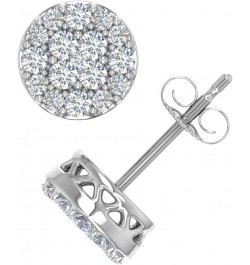 0.15 to 1 Carat Cluster Diamond Stud Earrings in 10K Gold White Gold 0.5 carats $92.75 Earrings