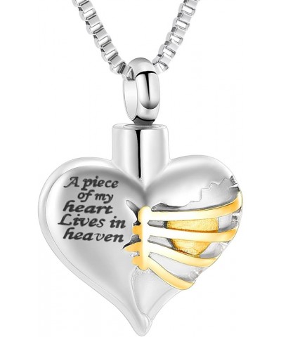 Cremation Jewelry Heart Urn Necklace for Ashes Stainless Steel Cremation Keepsake Urn Pendant for Women Men Silver+Gold $13.8...