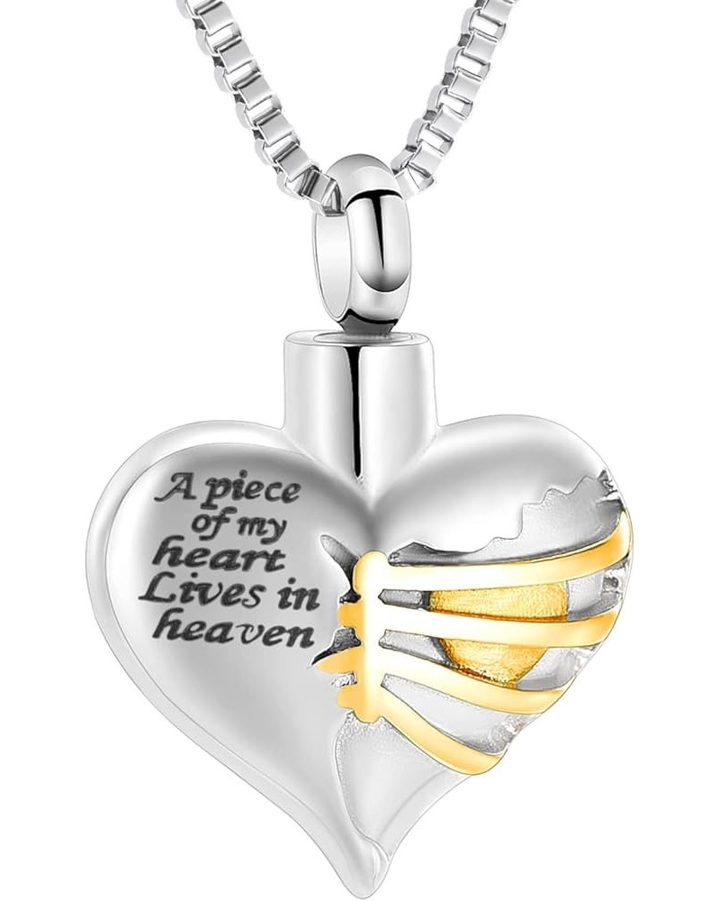 Cremation Jewelry Heart Urn Necklace for Ashes Stainless Steel Cremation Keepsake Urn Pendant for Women Men Silver+Gold $13.8...