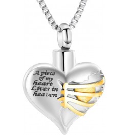 Cremation Jewelry Heart Urn Necklace for Ashes Stainless Steel Cremation Keepsake Urn Pendant for Women Men Silver+Gold $13.8...