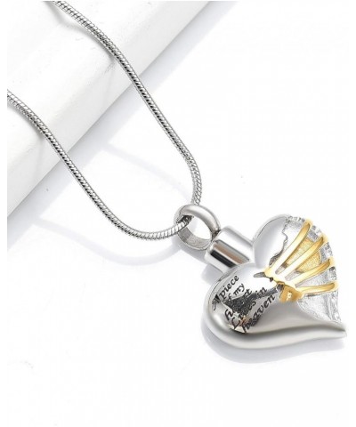 Cremation Jewelry Heart Urn Necklace for Ashes Stainless Steel Cremation Keepsake Urn Pendant for Women Men Silver+Gold $13.8...