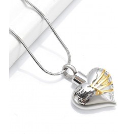 Cremation Jewelry Heart Urn Necklace for Ashes Stainless Steel Cremation Keepsake Urn Pendant for Women Men Silver+Gold $13.8...