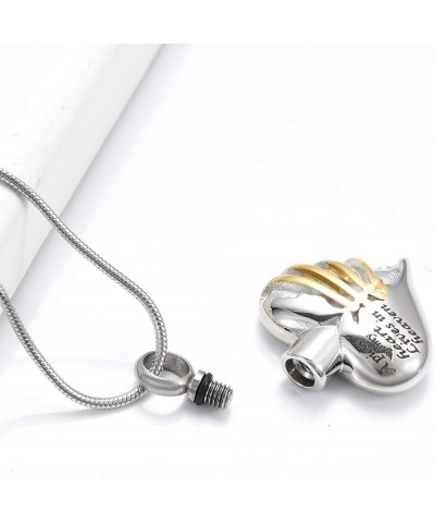 Cremation Jewelry Heart Urn Necklace for Ashes Stainless Steel Cremation Keepsake Urn Pendant for Women Men Silver+Gold $13.8...