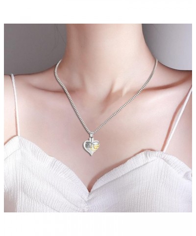 Cremation Jewelry Heart Urn Necklace for Ashes Stainless Steel Cremation Keepsake Urn Pendant for Women Men Silver+Gold $13.8...