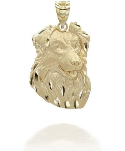 Polished 10k Yellow Gold Border Collie Dog Head Animal Puppy Charm Pendant $90.29 Pendants