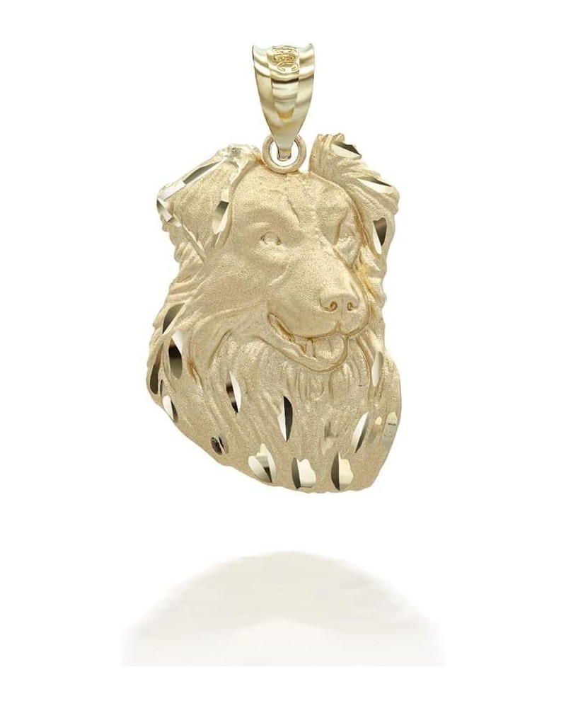 Polished 10k Yellow Gold Border Collie Dog Head Animal Puppy Charm Pendant $90.29 Pendants