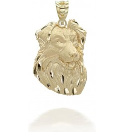 Polished 10k Yellow Gold Border Collie Dog Head Animal Puppy Charm Pendant $90.29 Pendants