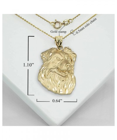 Polished 10k Yellow Gold Border Collie Dog Head Animal Puppy Charm Pendant $90.29 Pendants