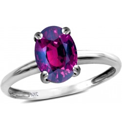 Solid 14k White Gold Classic Solitaire Oval 8x6 Engagement Promise Ring Rhodolite $130.89 Rings