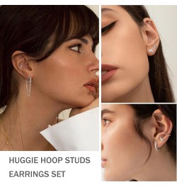 29Pcs 14K Gold Plated Studs Earrings and Hoops Set for Women Huggie Hoop Studs Earrings Set Dainty Minimalist Moon Heart Butt...