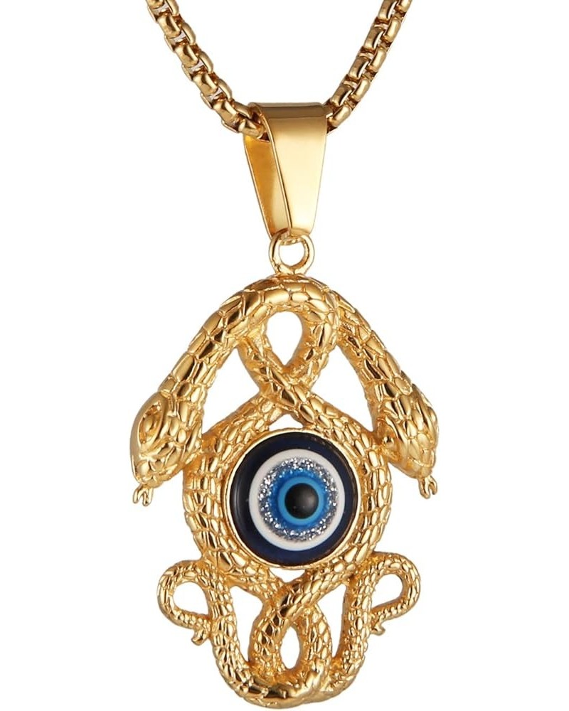 Gold-plated Stainless Steel Snake pendant Ancient Egyptian Symbol of Protection Evil Eyes Double-headed snake $11.59 Necklaces