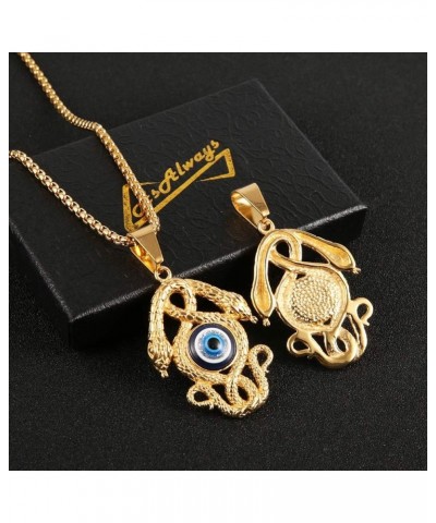 Gold-plated Stainless Steel Snake pendant Ancient Egyptian Symbol of Protection Evil Eyes Double-headed snake $11.59 Necklaces