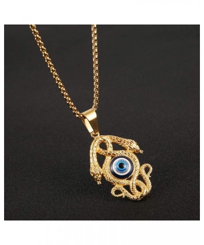 Gold-plated Stainless Steel Snake pendant Ancient Egyptian Symbol of Protection Evil Eyes Double-headed snake $11.59 Necklaces