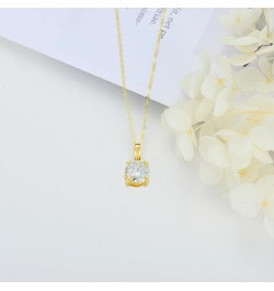 14K Gold Moissanite Necklace for Women Real Solid Gold 1 Carat Round Cut Moissanite Solitaire Pendant Necklace Jewelry Gift f...