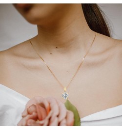 14K Gold Moissanite Necklace for Women Real Solid Gold 1 Carat Round Cut Moissanite Solitaire Pendant Necklace Jewelry Gift f...