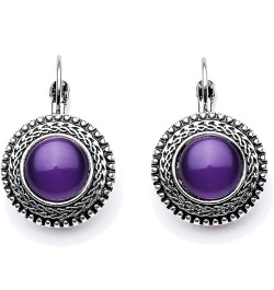 Bohemian Style Retro Exaggeration Cat Eyes Earrings Buckle Oval Frame Stud Earrings,Black Purple $3.86 Earrings