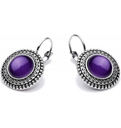 Bohemian Style Retro Exaggeration Cat Eyes Earrings Buckle Oval Frame Stud Earrings,Black Purple $3.86 Earrings