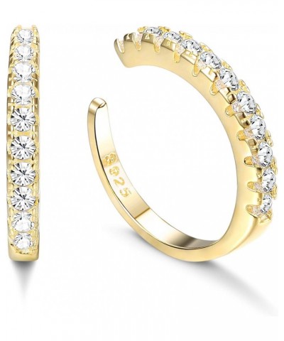 925 Sterling Silver CZ Pave Ear Cuffs Small Hoop Earrings for Womens Cubic Zirconia Huggie Non Piercing Earrings gold tone $6...