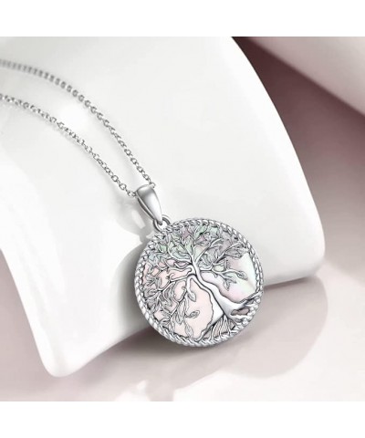 Tree of Life Necklace for Women S925 Sterling Silver Abalone Shell/Opal/Malachite/Crystal/Moonstone Celtic Family Tree Pendan...