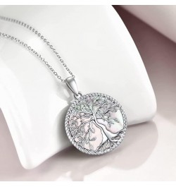 Tree of Life Necklace for Women S925 Sterling Silver Abalone Shell/Opal/Malachite/Crystal/Moonstone Celtic Family Tree Pendan...