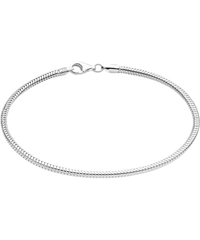 925 Sterling Silver Solid Italian Round Diamond Cut Flexible Snake Chain Bracelet With Gift Box For Women, Girls & Men - Made...