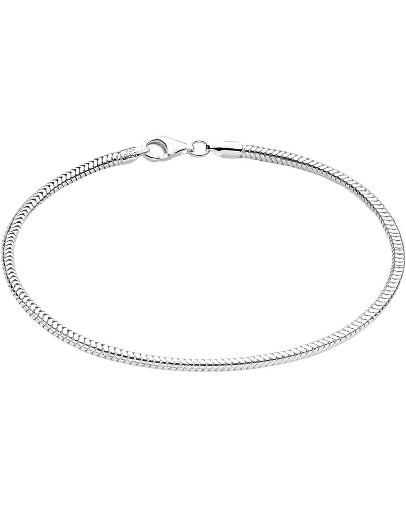 925 Sterling Silver Solid Italian Round Diamond Cut Flexible Snake Chain Bracelet With Gift Box For Women, Girls & Men - Made...