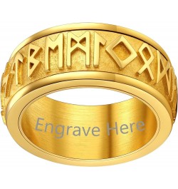 Can Engrave Viking Rune Spinner Rings for Men/Women, Size 7- 14 Chain Link Fidget Ring, Stainless Steel/Gold Plated/Black-Sen...