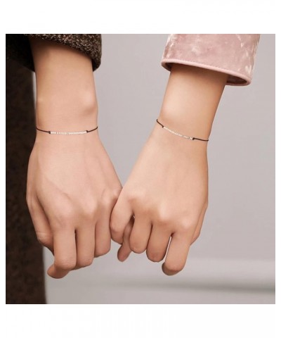 Sterling Silver Morse Code Bracelets Gifts for Women, 2pcs Pinky Promise Couple Matching Bracelets Friendship Bracelets Funny...