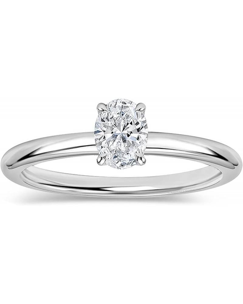 Oval Lab Grown White Diamond Classic Single Stone Engagement Ring for Women in 925 Sterling Silver 5 0.25 Carat $83.11 Rings