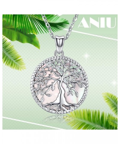 Tree of Life Necklace for Women S925 Sterling Silver Abalone Shell/Opal/Malachite/Crystal/Moonstone Celtic Family Tree Pendan...