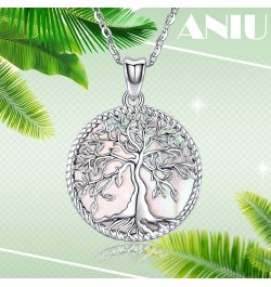 Tree of Life Necklace for Women S925 Sterling Silver Abalone Shell/Opal/Malachite/Crystal/Moonstone Celtic Family Tree Pendan...