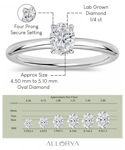 Oval Lab Grown White Diamond Classic Single Stone Engagement Ring for Women in 925 Sterling Silver 5 0.25 Carat $83.11 Rings