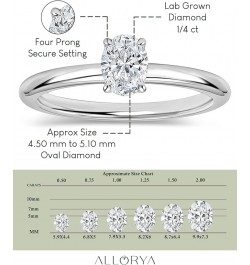 Oval Lab Grown White Diamond Classic Single Stone Engagement Ring for Women in 925 Sterling Silver 5 0.25 Carat $83.11 Rings