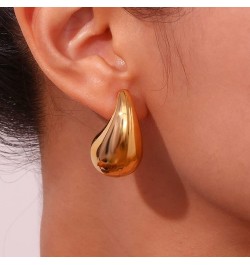 Teardrop Dangle Earrings Chunky Gold Stud Teardrop Earrings Lightweight 18K Gold Plated Earrings 925 Sterling Silver Earring ...