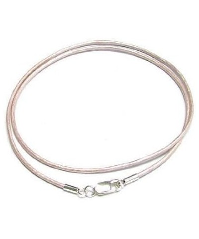 925 Sterling Silver Round Leather Cord 1mm Choker Necklace Pink 16 Inches $9.22 Necklaces