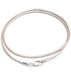 925 Sterling Silver Round Leather Cord 1mm Choker Necklace Pink 16 Inches $9.22 Necklaces