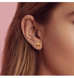 Round Austrian Crystal Stud Earrings for Women Fashion 925 Sterling Silver Hypoallergenic Jewelry Light Topaz $11.75 Earrings