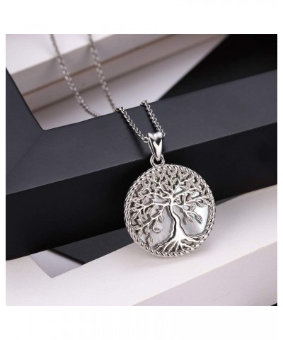 Tree of Life Necklace for Women S925 Sterling Silver Abalone Shell/Opal/Malachite/Crystal/Moonstone Celtic Family Tree Pendan...