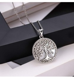 Tree of Life Necklace for Women S925 Sterling Silver Abalone Shell/Opal/Malachite/Crystal/Moonstone Celtic Family Tree Pendan...