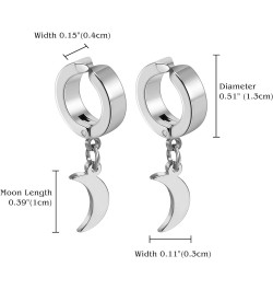 Black Hinged Earrings Hoop-Clip On Moon Dangle Hoops-Stainless Steel Punk Earrings Jewelry for Women Men 3 Pairs $8.24 Earrings