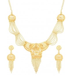 Gold Tone Indian Jewelry Sets for Women Dubai Style Necklace Set Indian Gold Tone Floral Hanging Ball Necklace Earrings India...